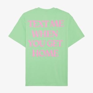 LONELY GHOST Mint Green Tee with Pink Text